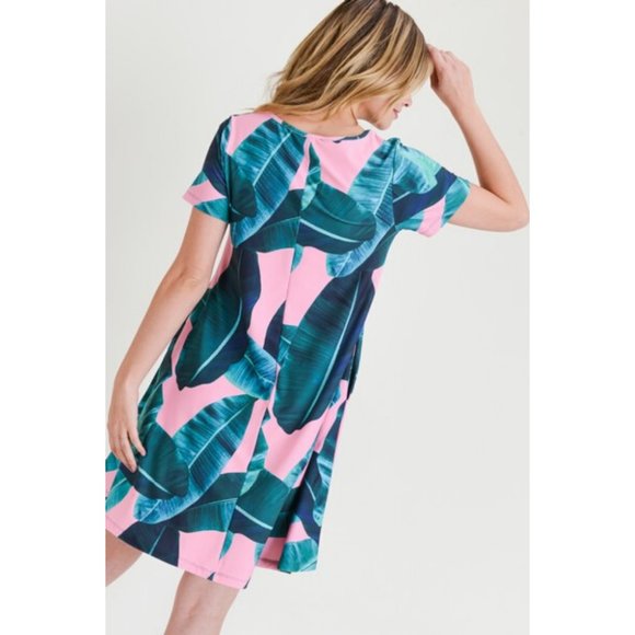 Women's Short Sleeve Summer Floral Soft Dress Pink - Picture 5 of 8